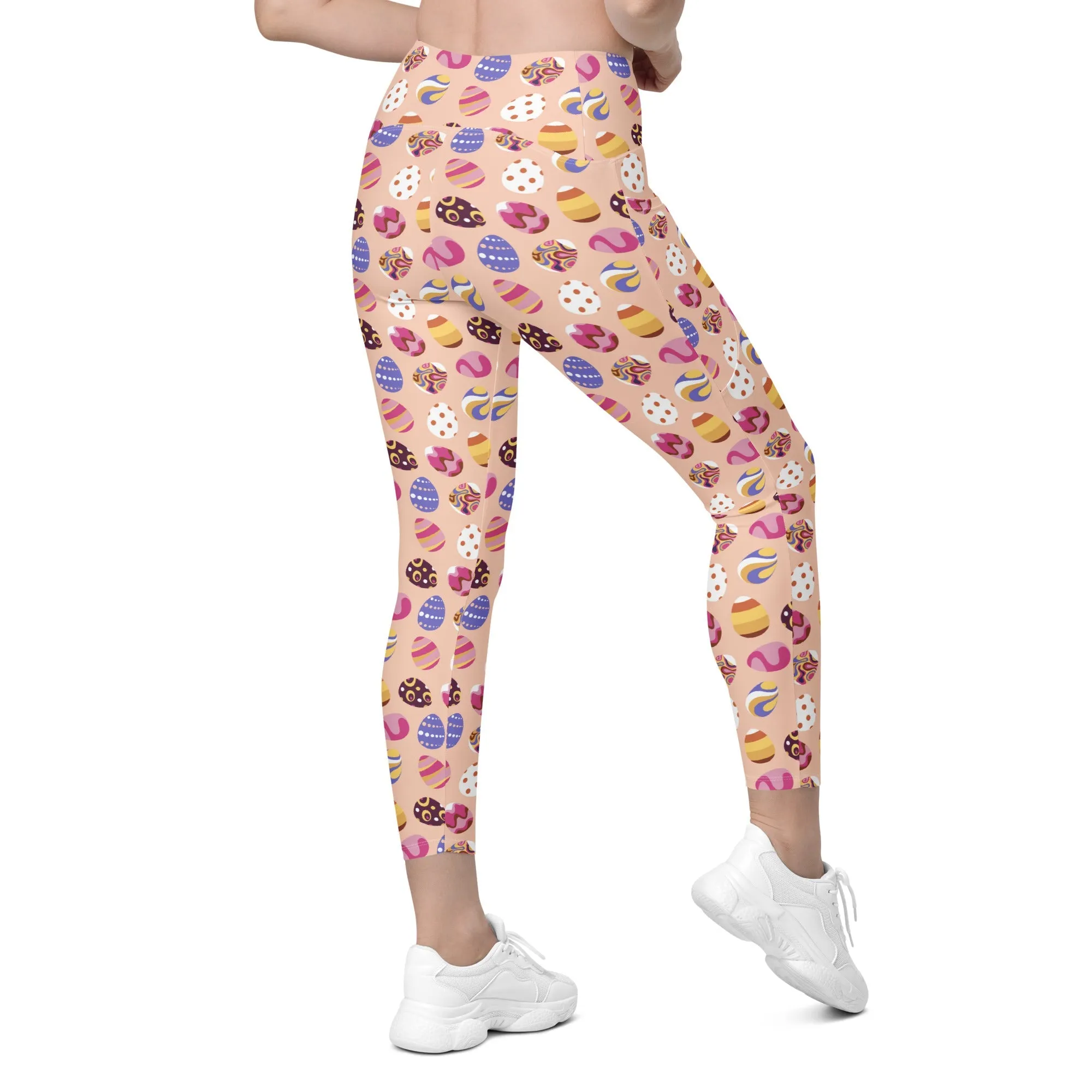 Fun Easter Eggs Pattern Leggings With Pockets