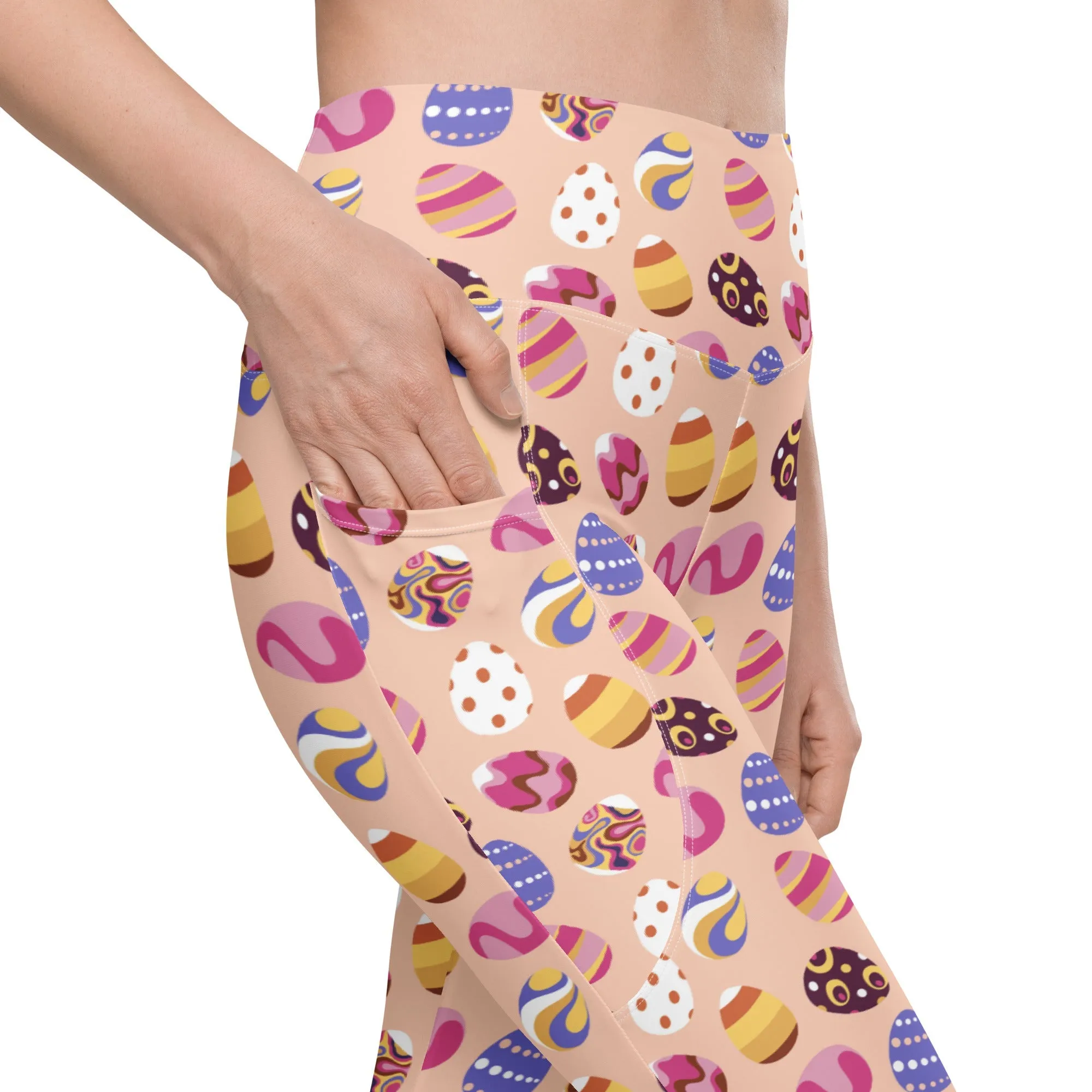 Fun Easter Eggs Pattern Leggings With Pockets