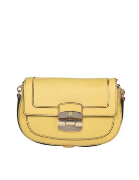 FURLA CLUB SHOULDER BAG IN NECTAR YELLOW LEATHER