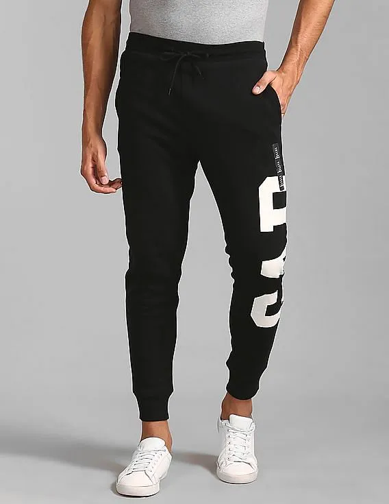 GAP Men Black Exploded Logo Joggers