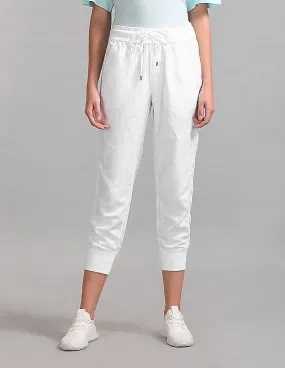 GAP Women White Drawstring Joggers In Linen