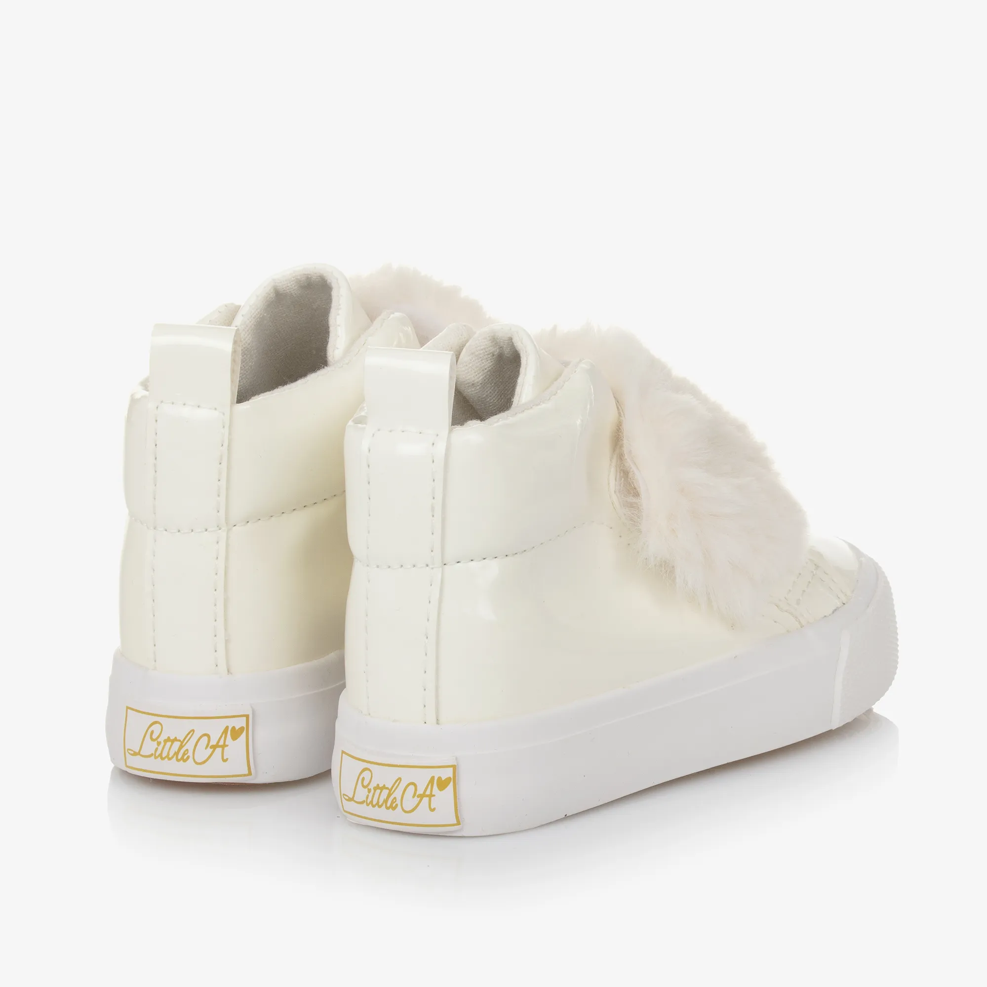 Girls Patent Ivory High Top Trainers