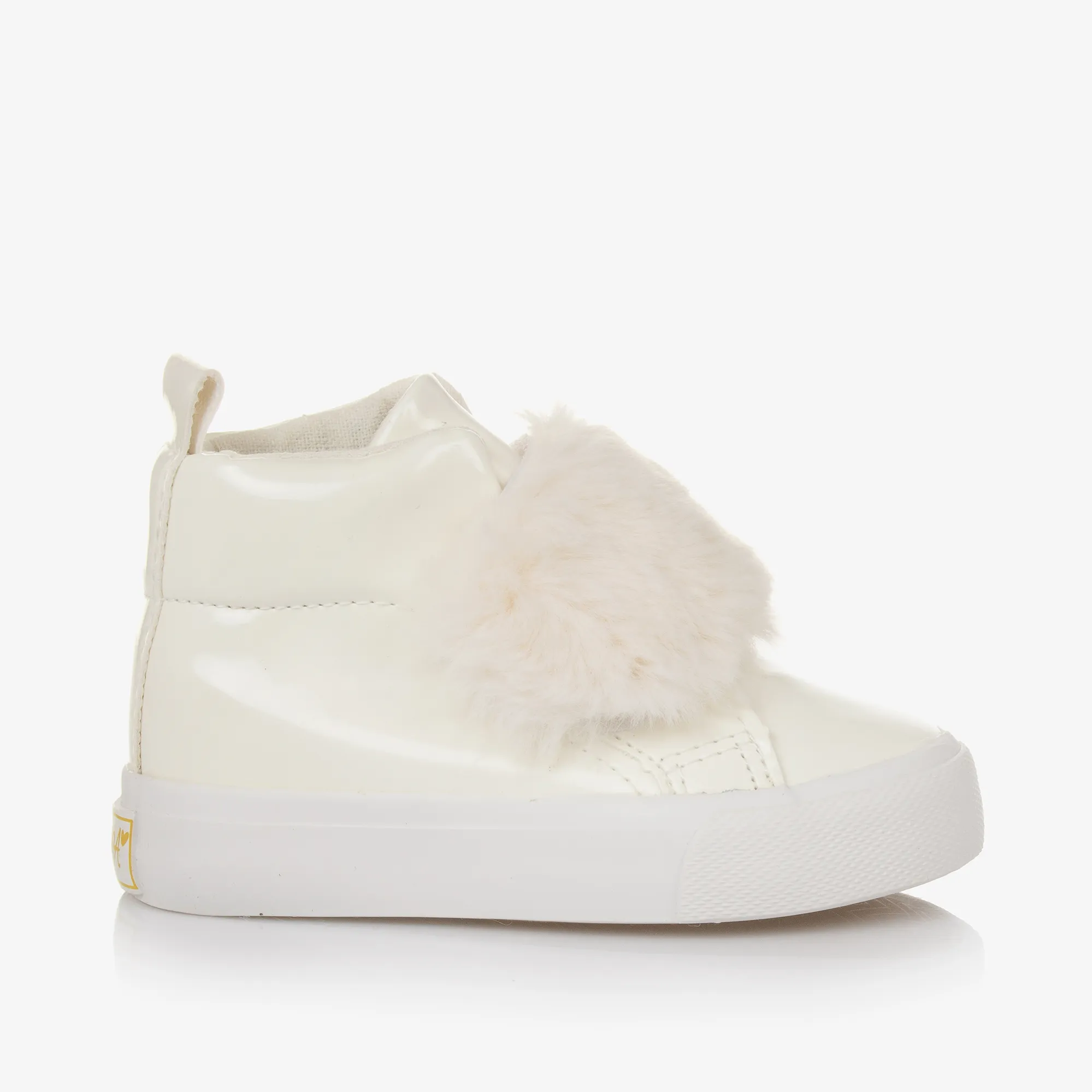 Girls Patent Ivory High Top Trainers