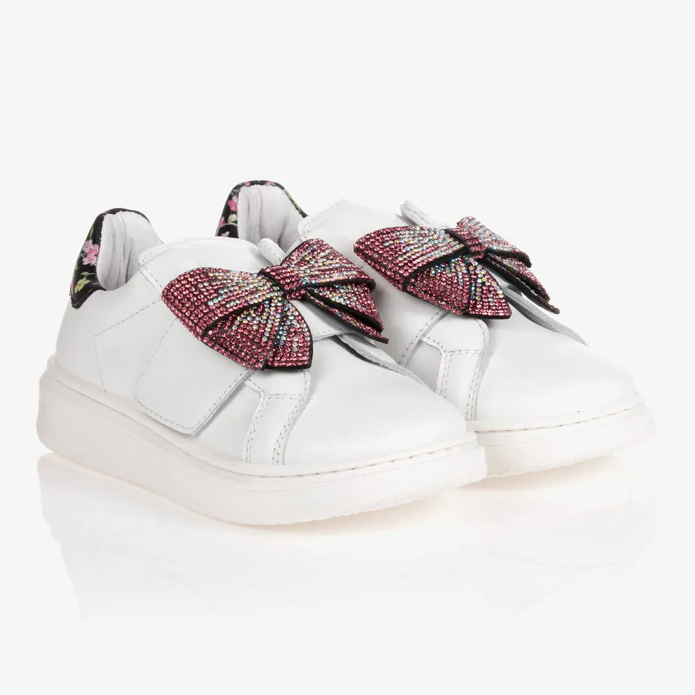 Girls White Leather Trainers