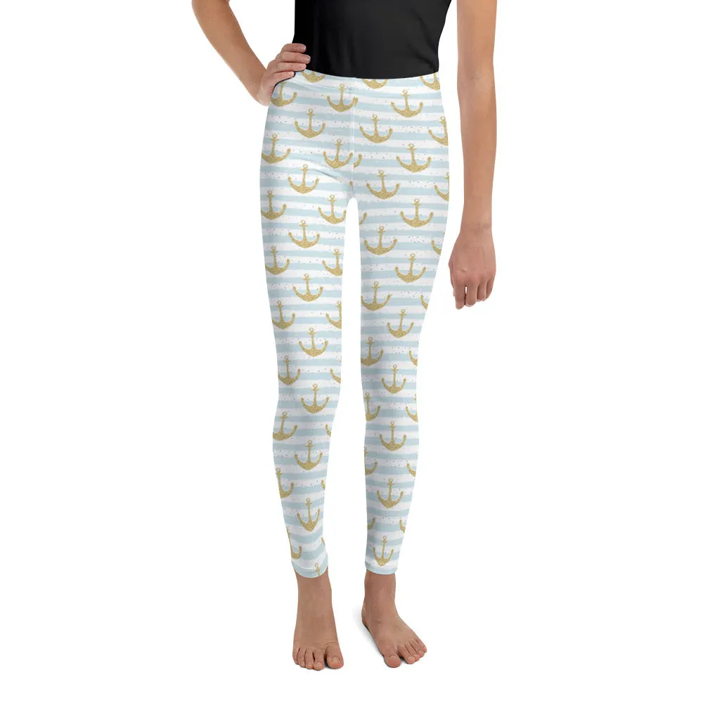 Glittery Anchor Youth Leggings