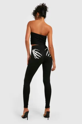 Halloween Skeleton Printed High Waisted Leggings