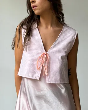 Handmade Gingham Tie-Front Vest Top- S/M