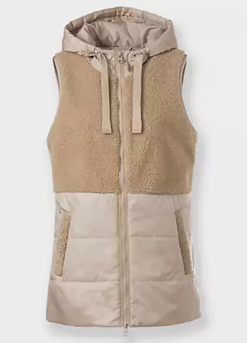 Heine Long Quilted Teddy Fleece Gillet | Kaleidoscope