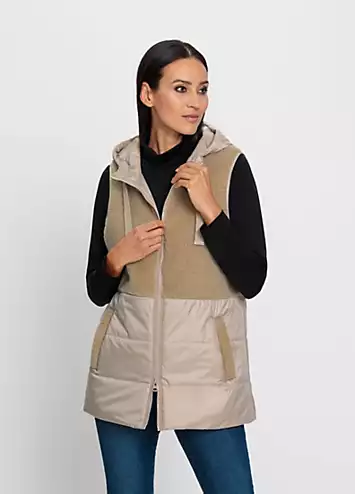 Heine Long Quilted Teddy Fleece Gillet | Kaleidoscope