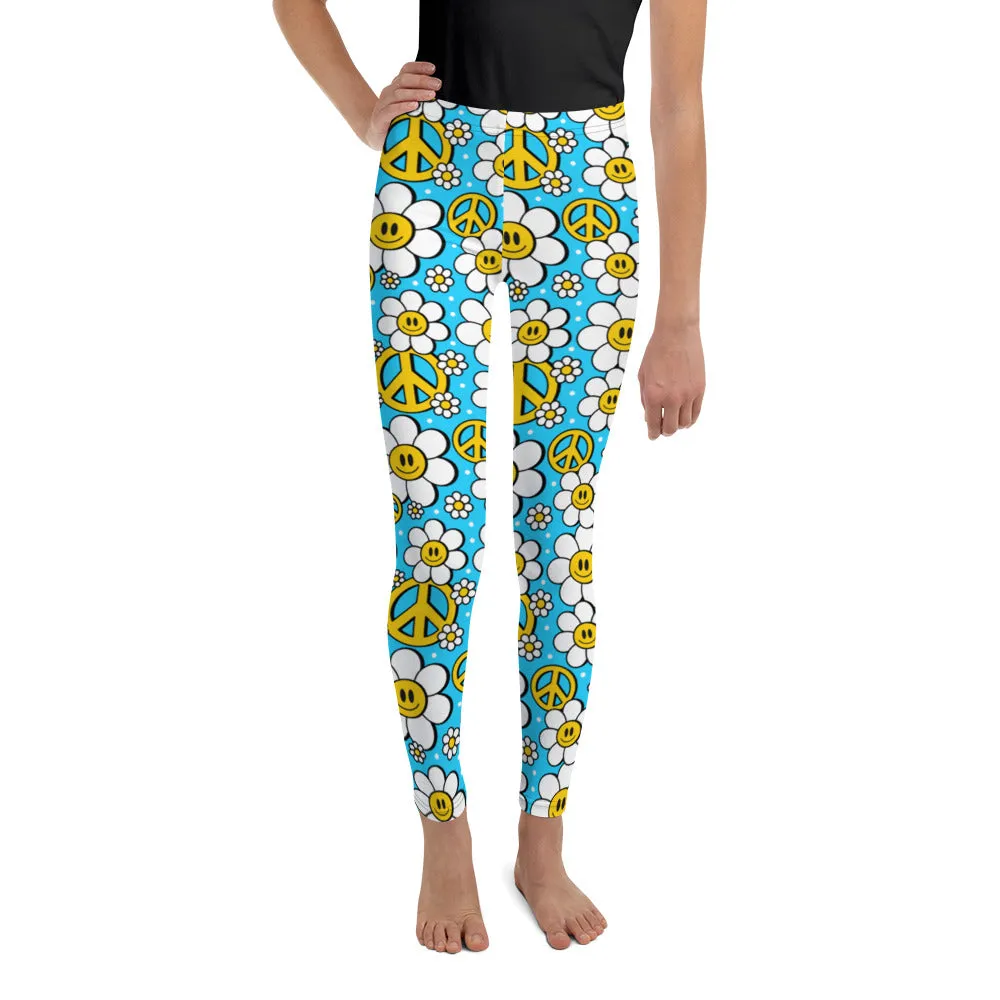 Hippie Flower Pattern Youth Leggings