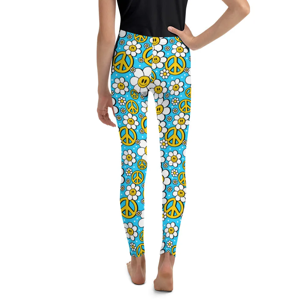 Hippie Flower Pattern Youth Leggings