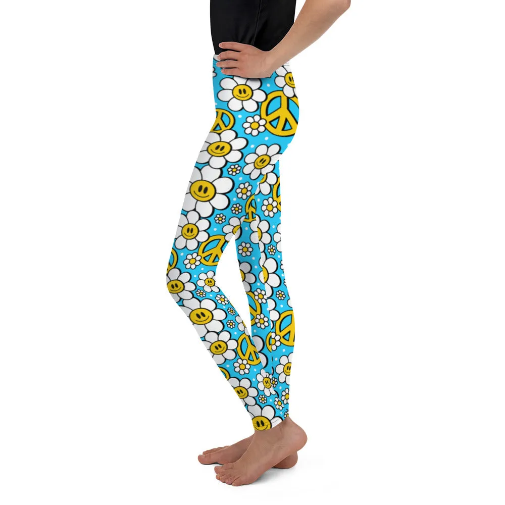 Hippie Flower Pattern Youth Leggings