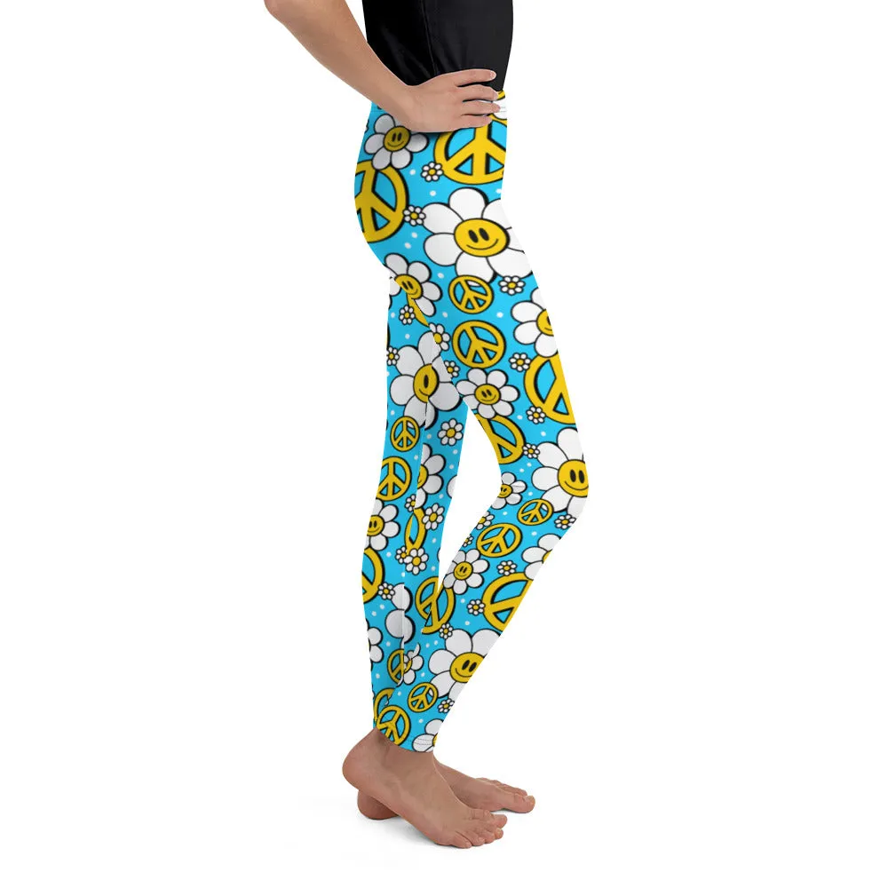 Hippie Flower Pattern Youth Leggings