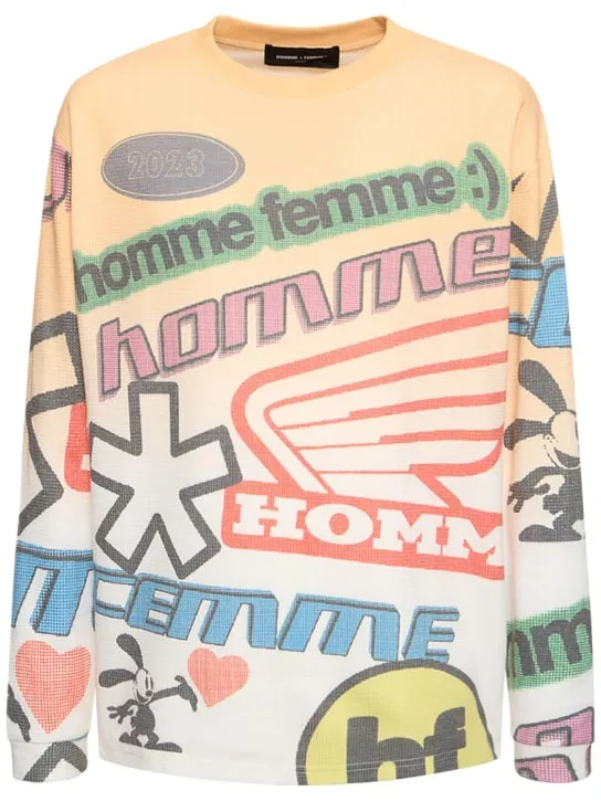 Homme+Femme   Moto printed l/s thermal t-shirt 