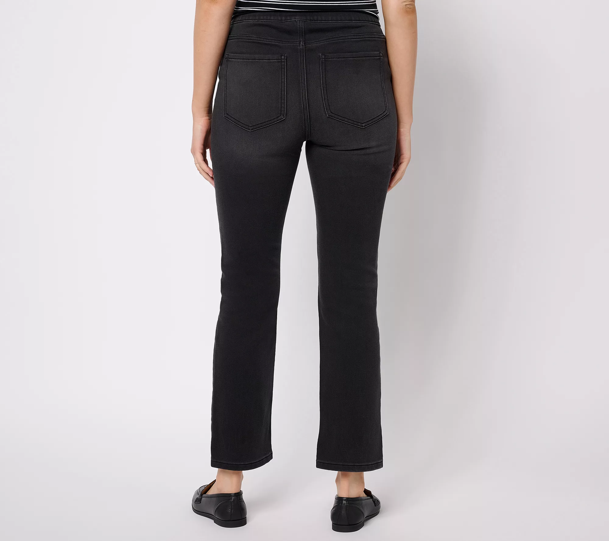 Isaac Mizrahi Live! Regular Black Divine Denim Pull On Straight Jeans