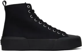 Jil Sander Black Canvas High-Top Sneakers