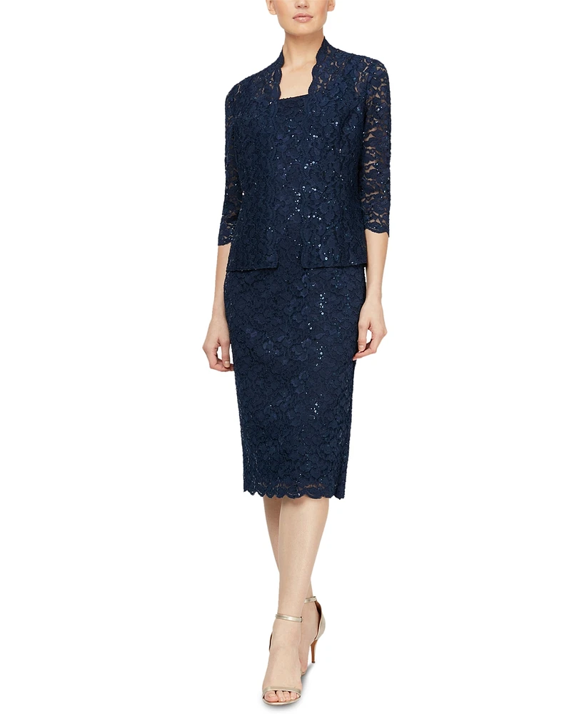 Macy's Sl Fashions 2-Pc. Lace Jacket & Midi Dress Set