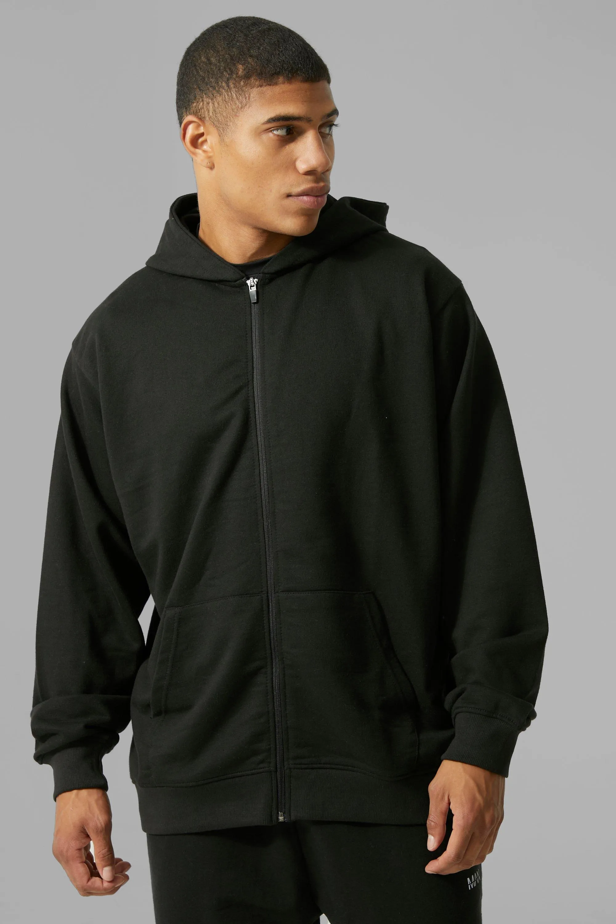 Man Active Oversized Zip Through Hoodie | boohooMAN UK