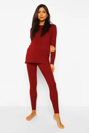 Maternity Button Front Long Sleeve Pajama Set