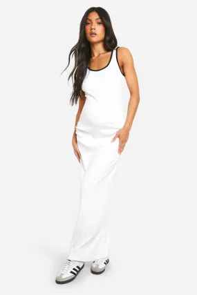 Maternity Contrast Binding Scoop Neck Maxi Dress