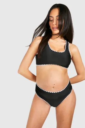 Maternity Contrast High Waisted Bikini Set