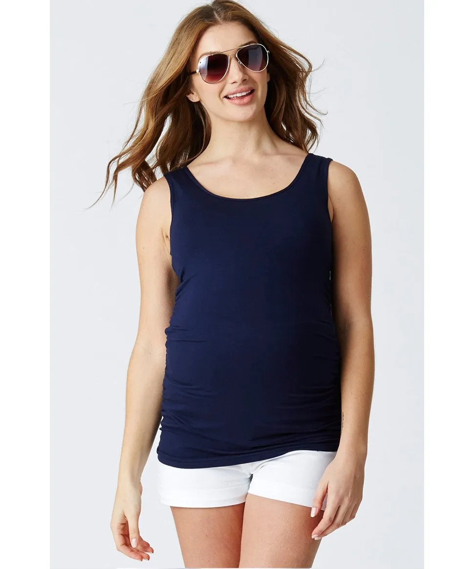 Maternity Luxe Singlet Gathered Sides - Ink