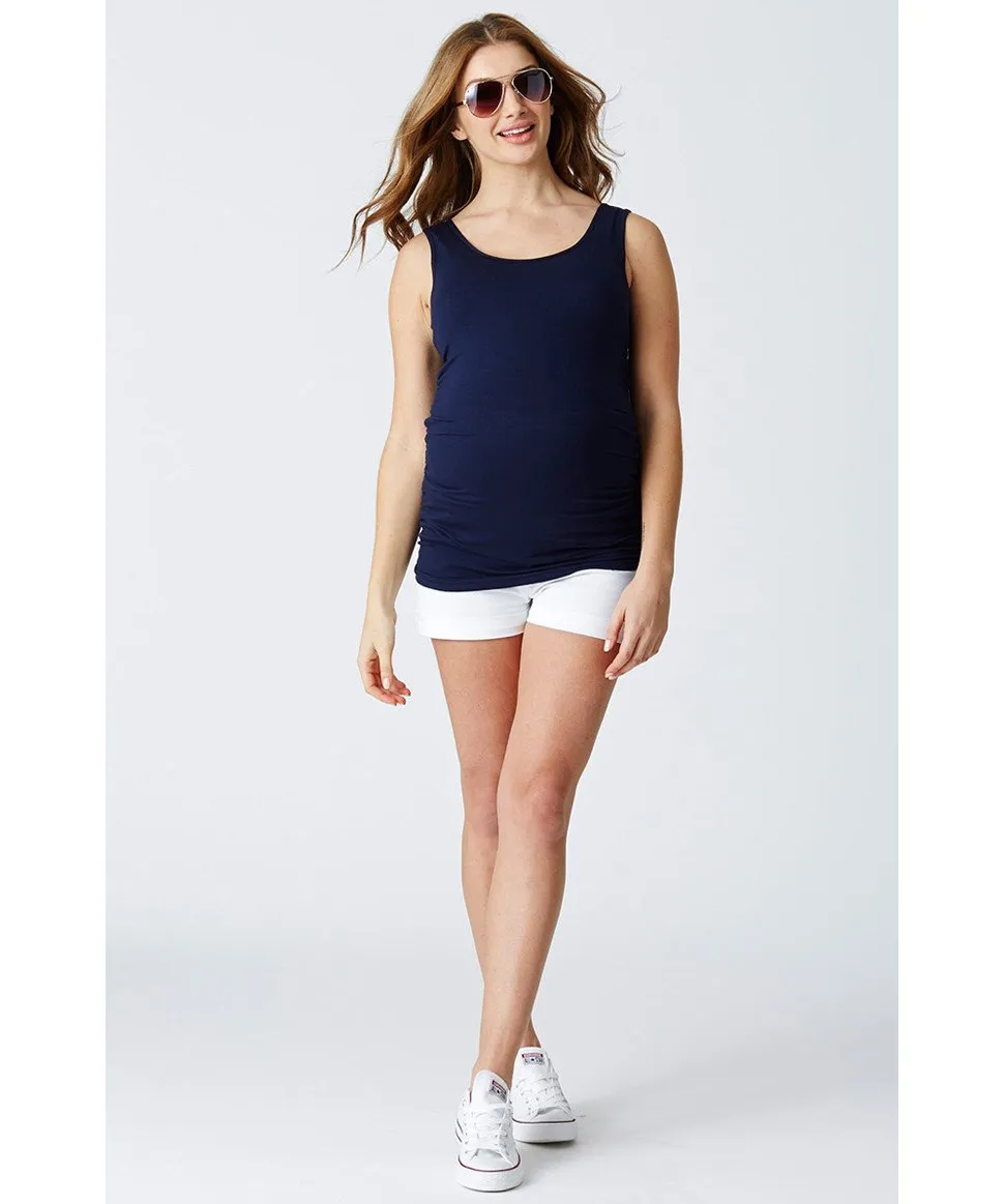 Maternity Luxe Singlet Gathered Sides - Ink