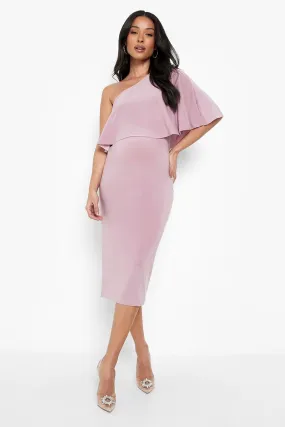 Maternity One Shoulder Overlay Midi Dress