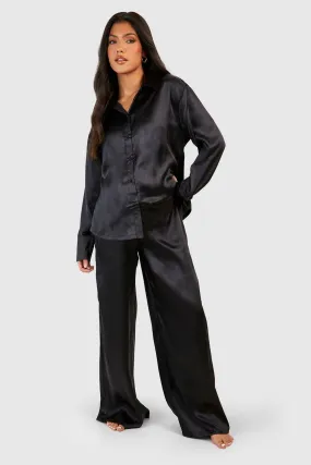 Maternity Oversized Satin Pajama Set