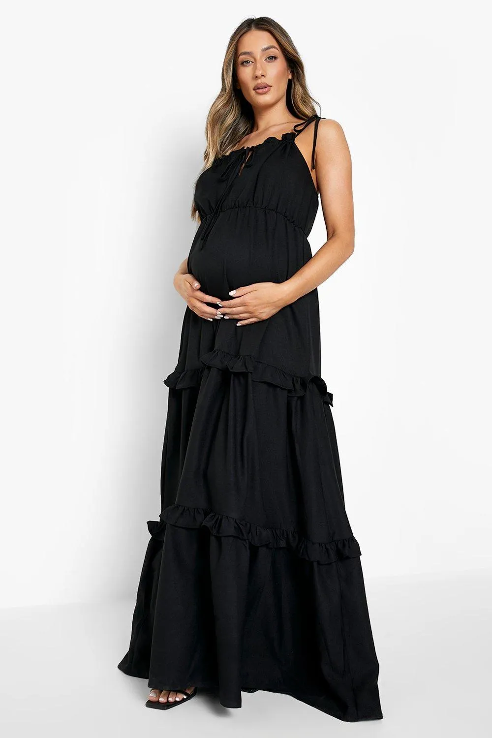 Maternity Ruffle Tiered Maxi Dress