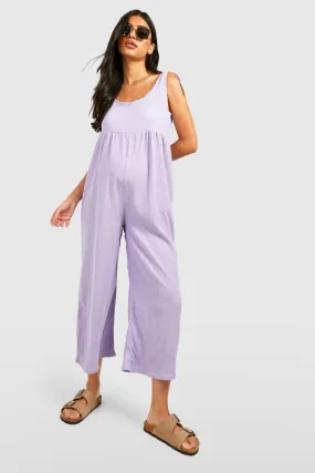 Maternity Textured Tie Front Culotte Jumpsuit