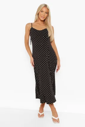 Maternity Tie Shoulder Polka Dot Midi Dress