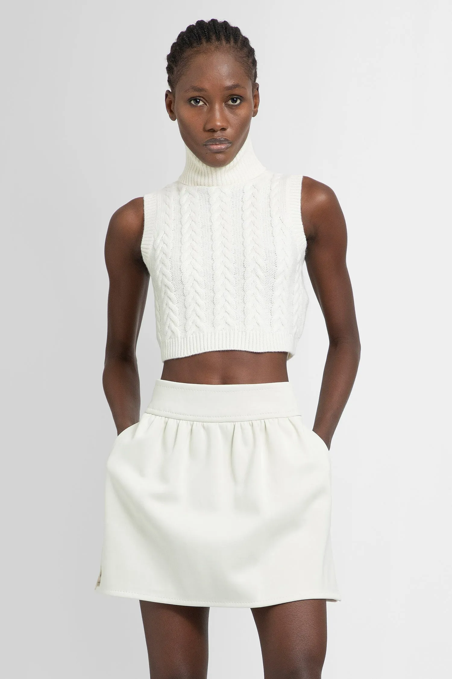 max mara cable knit cropped vest