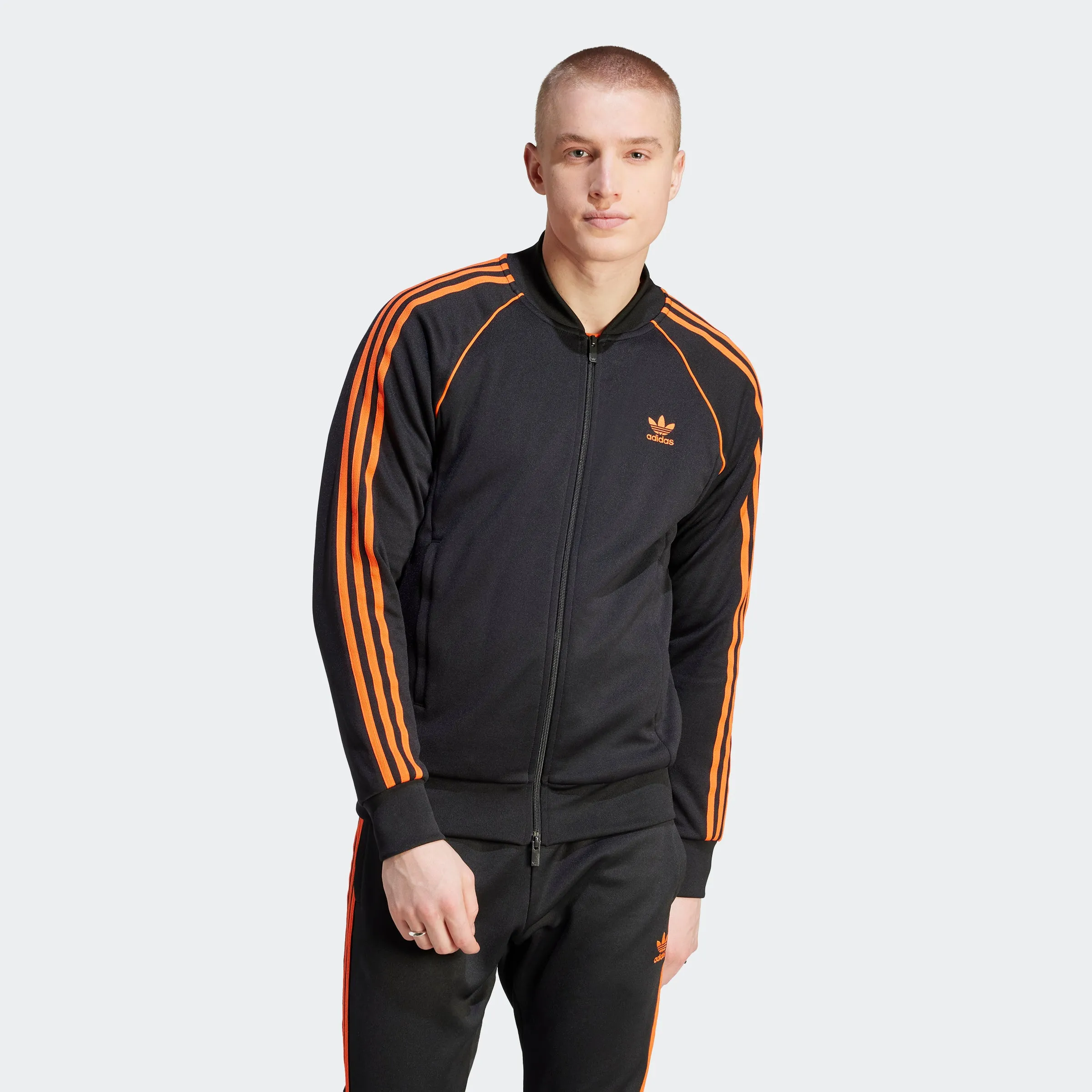 Men's adidas Originals Adicolor Classics SST Track Jacket Black Orange