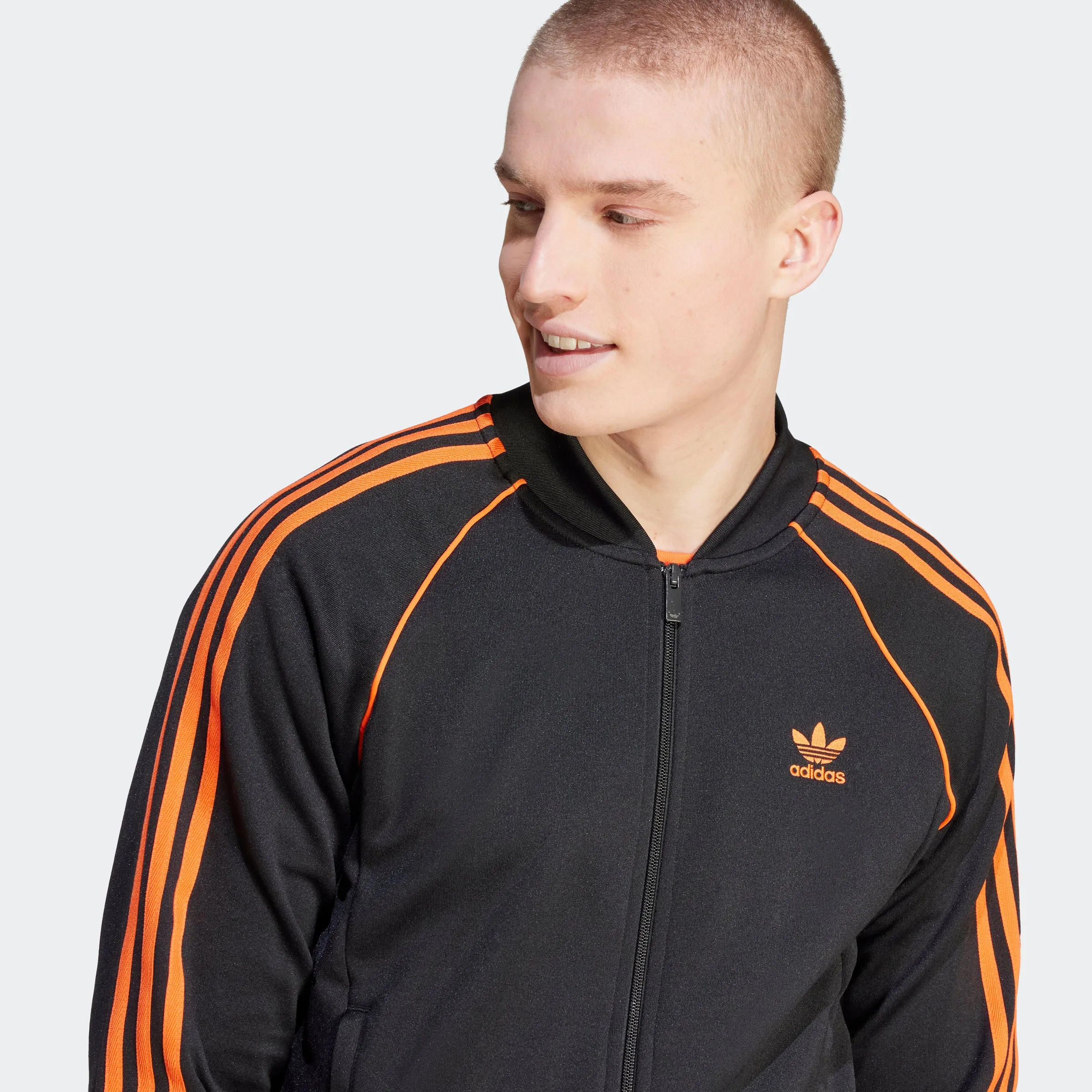 Men's adidas Originals Adicolor Classics SST Track Jacket Black Orange