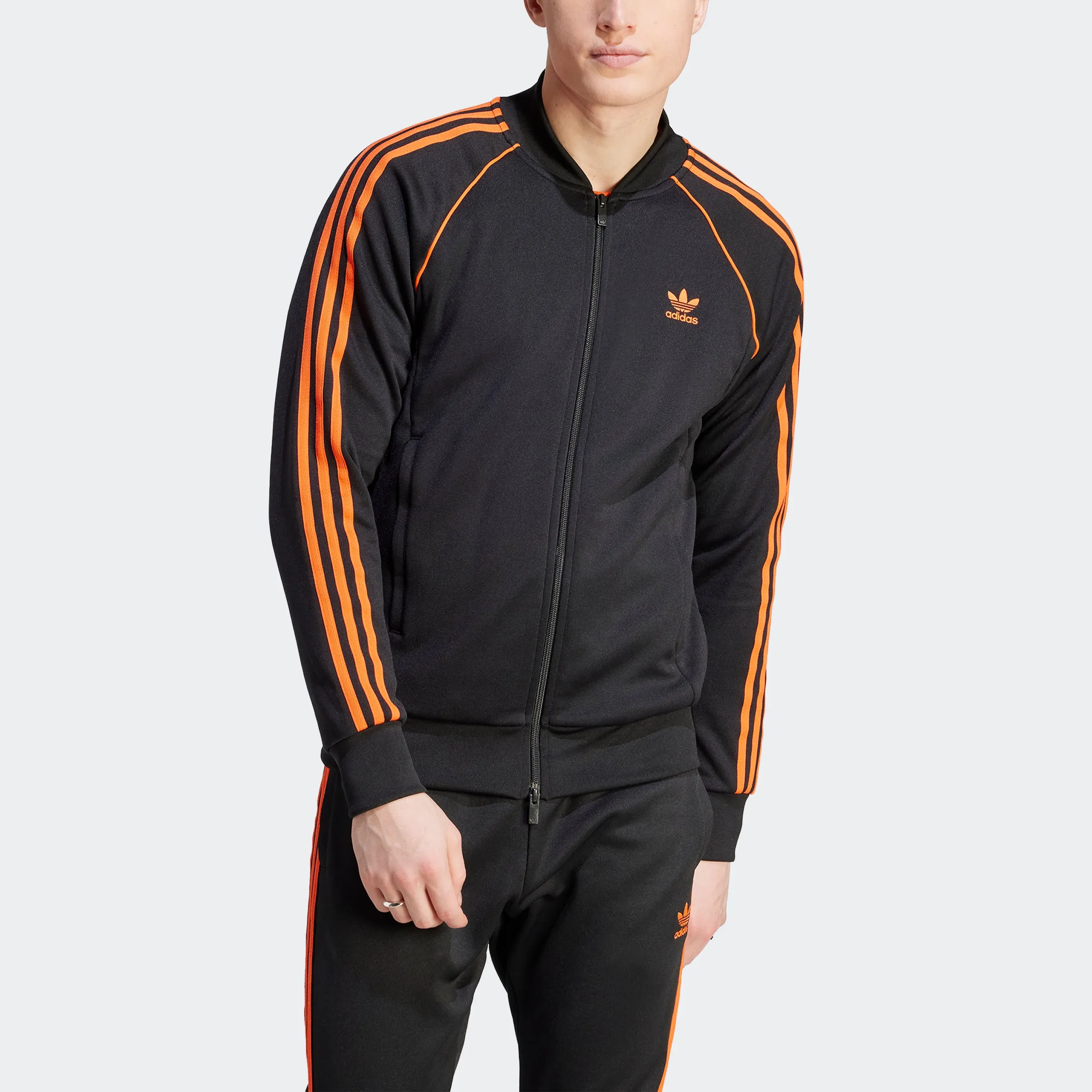 Men's adidas Originals Adicolor Classics SST Track Jacket Black Orange