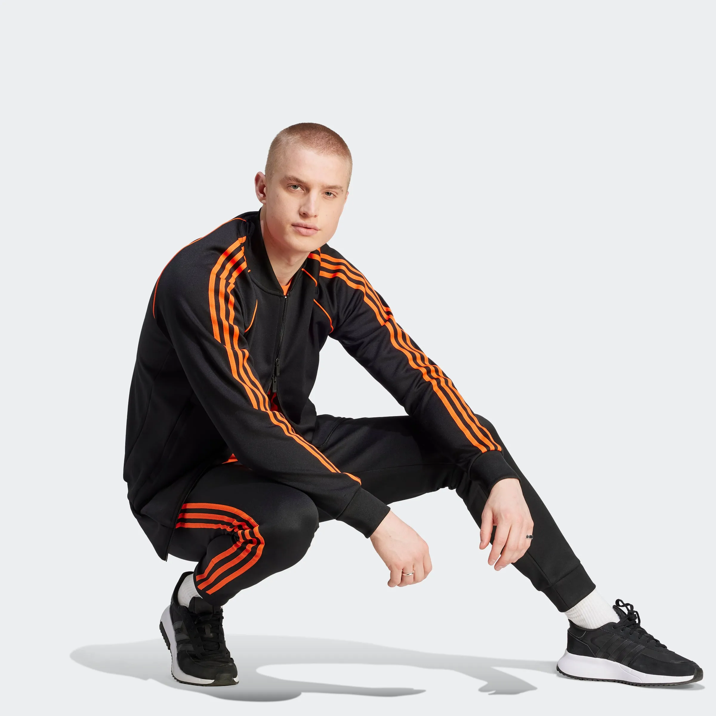 Men's adidas Originals Adicolor Classics SST Track Jacket Black Orange