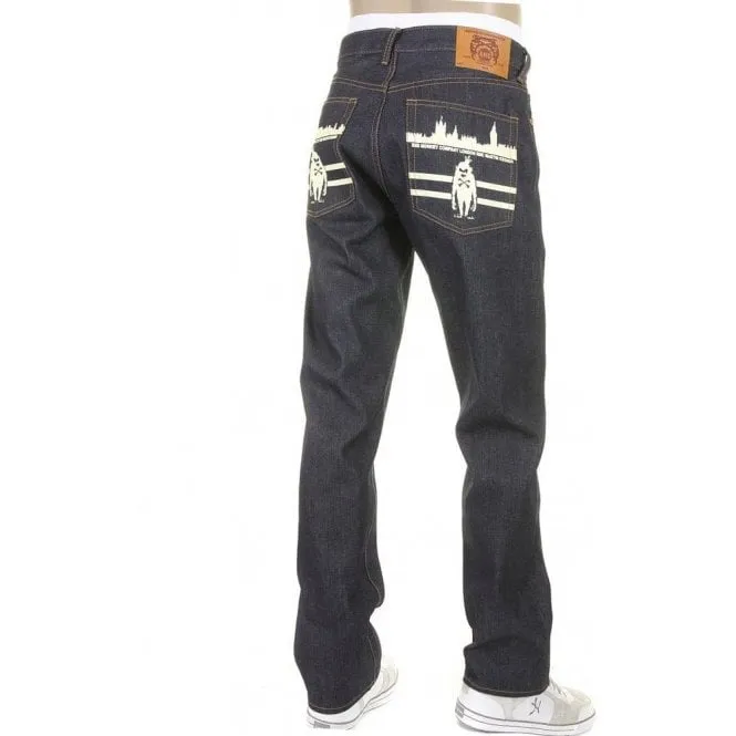 Mens New York and London Dark Indigo Raw Denim Jeans