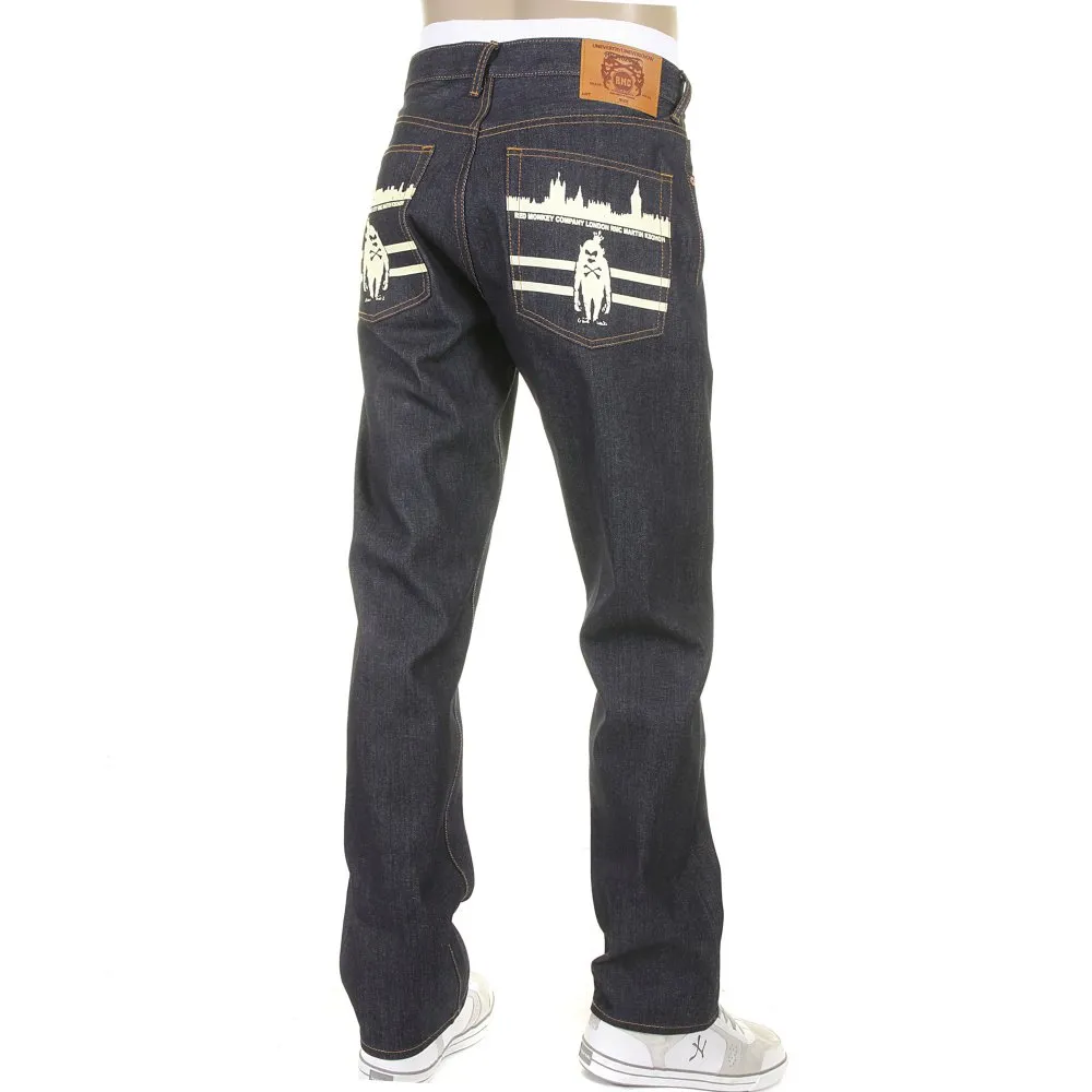 Mens New York and London Dark Indigo Raw Denim Jeans