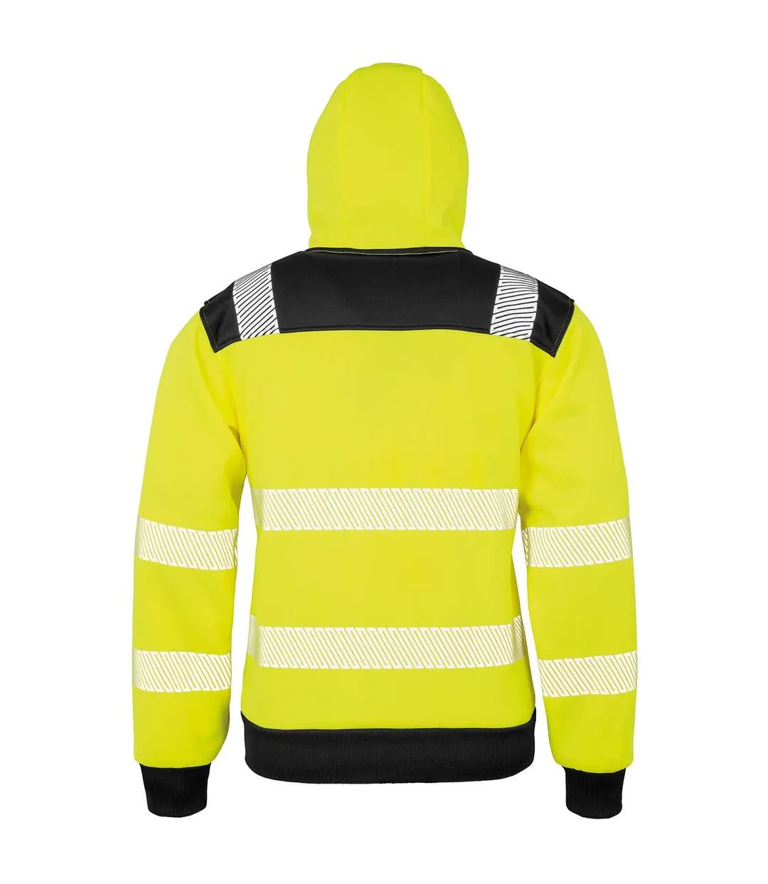 Mens safety hoodie fluorescent yellow/black Result Genuine Recycled