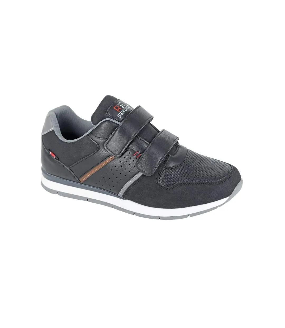 Mens synthetic nubuck trainers black R21