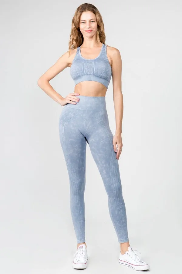 Move with You Stone Wash Sports Bra And Leggings Set