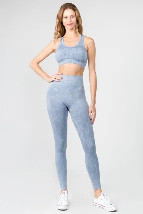 Move with You Stone Wash Sports Bra And Leggings Set