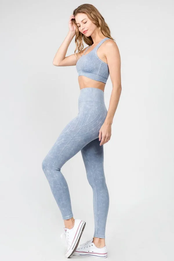 Move with You Stone Wash Sports Bra And Leggings Set