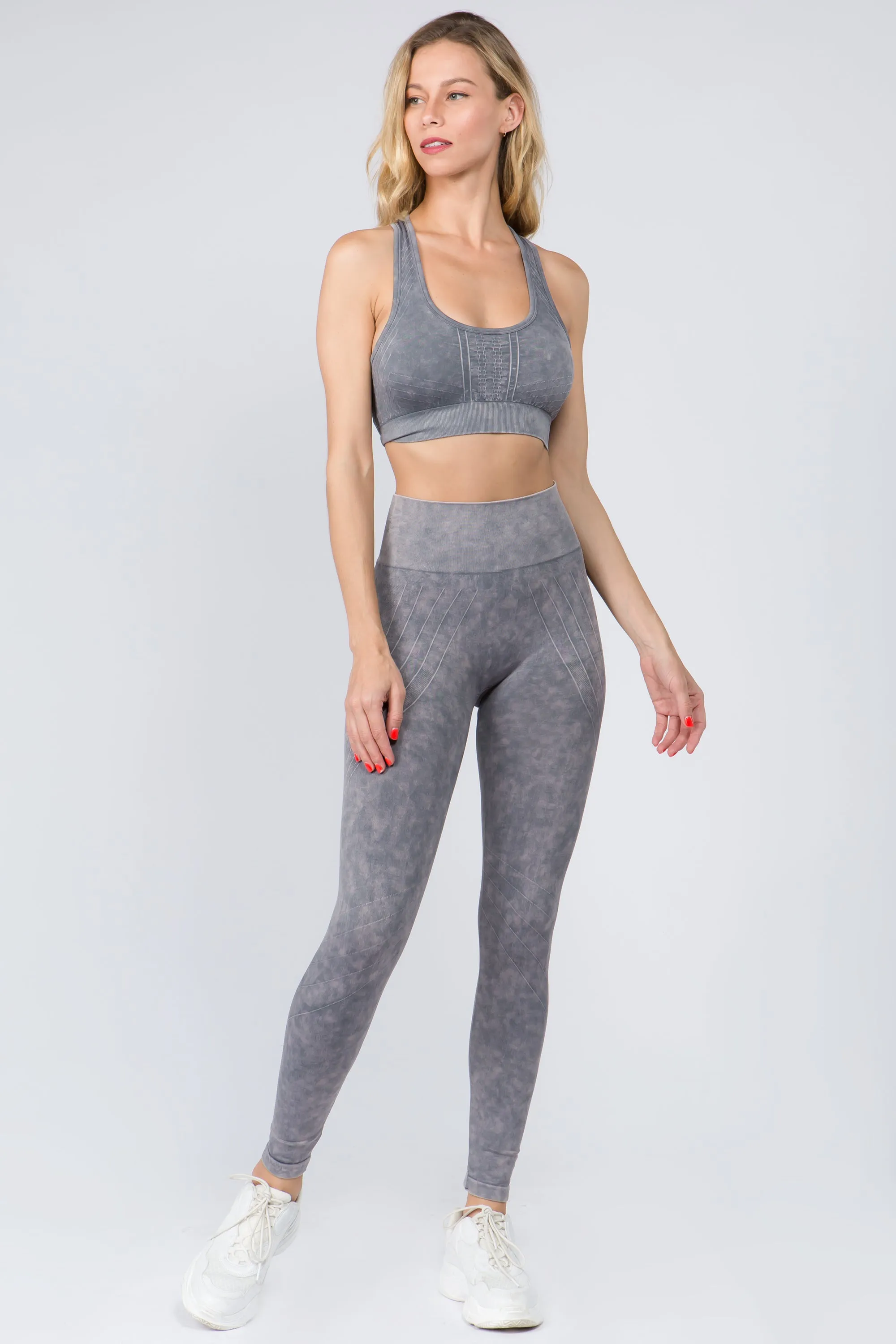 Move with You Stone Wash Sports Bra And Leggings Set