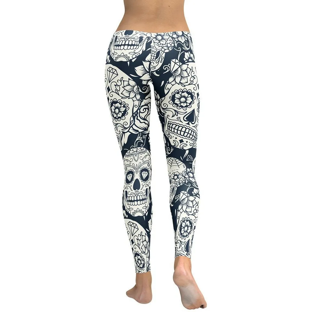 Navy Blue Skull Leggings