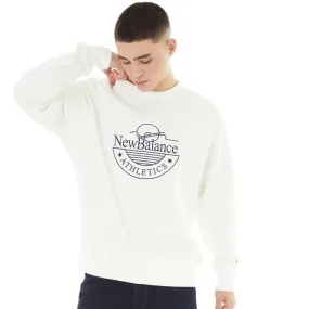 New Balance Mens Athletics Graphic Sweatshirt Sea Salt