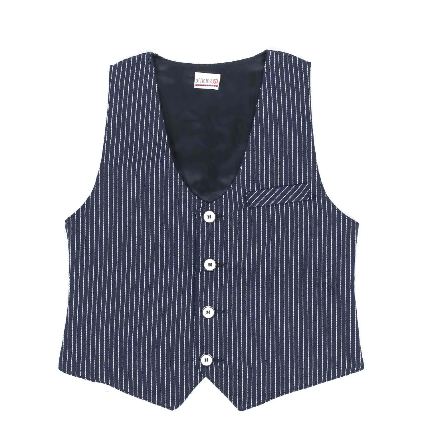 Officina51 Blue Vest With White Stripes For Children