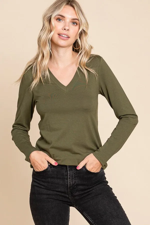 Olive Fitted Long Sleeve Maternity Top