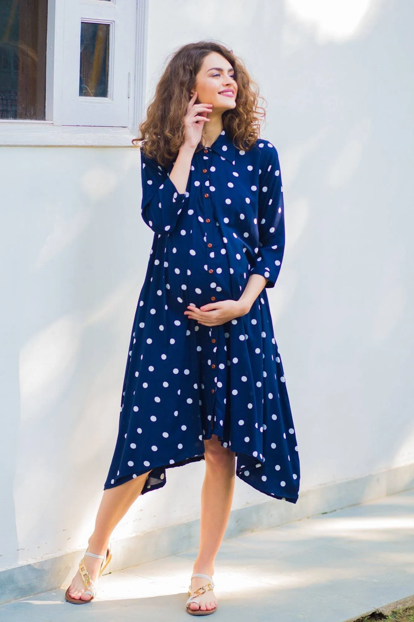 Persian Polka Maternity & Nursing Dress